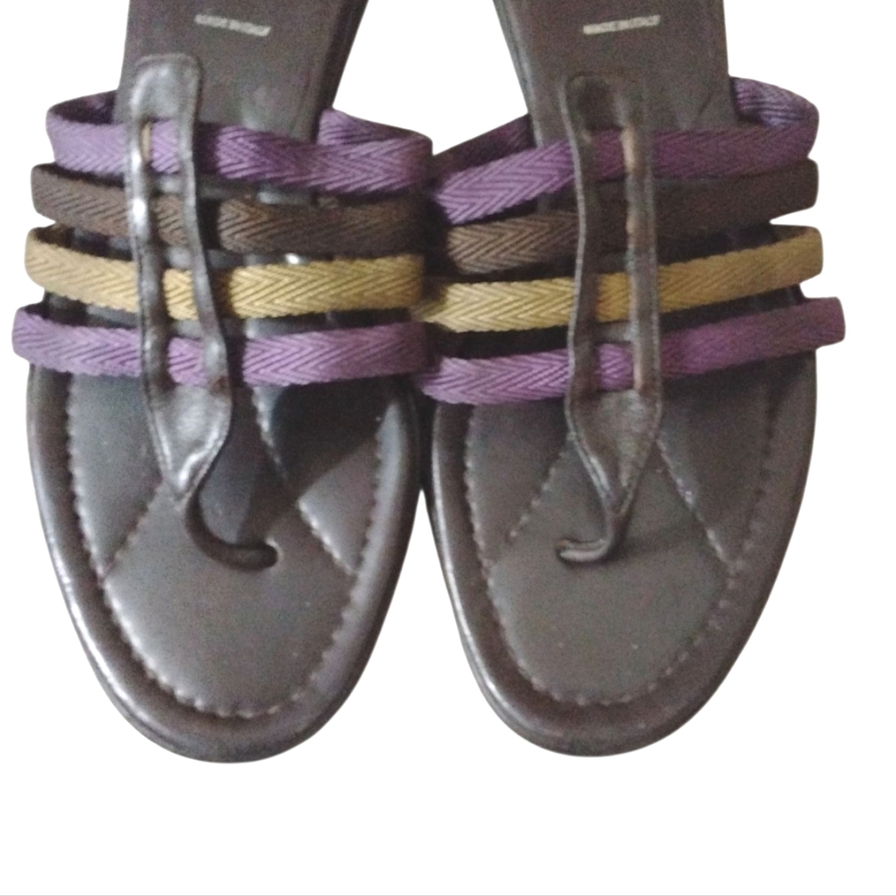 PRADA Purple and Gold Rope and Leather Slip On Strappy Sandals, size 7.5 - Picture 2 of 10